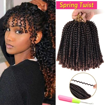 

Passion Twist Hair Synthetic Kinky Curly 8 Inch Spring Twist Crochet Braid Hair strands/pack Hair Extension for Black Women