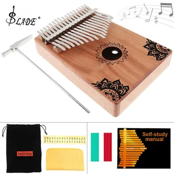 

17 Key Kalimba Finger Piano Solid Mahogany Thumb Piano with Flowers Pattern Mbira Natural Mini Keyboard Musical Instrument