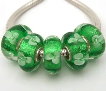 

JGWG1931 5X 100% Authenticity S925 Sterling Silver Beads Murano Glass beads Fit European Charms Bracelet diy jewelry Lampwork