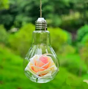

8pcs Light Bulb Shape Glass Hanging Hydroponic Plant Container Wedding Wall Deco Home Decoration Flowers Hanging Container
