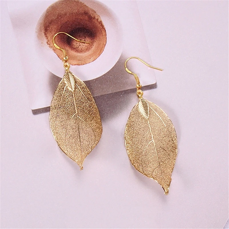 2020 Bohemian Long Earrings Unique Natural Real Leaf Big Earrings For Women Jewelry Gift Oorbellen Pendientes Mujer