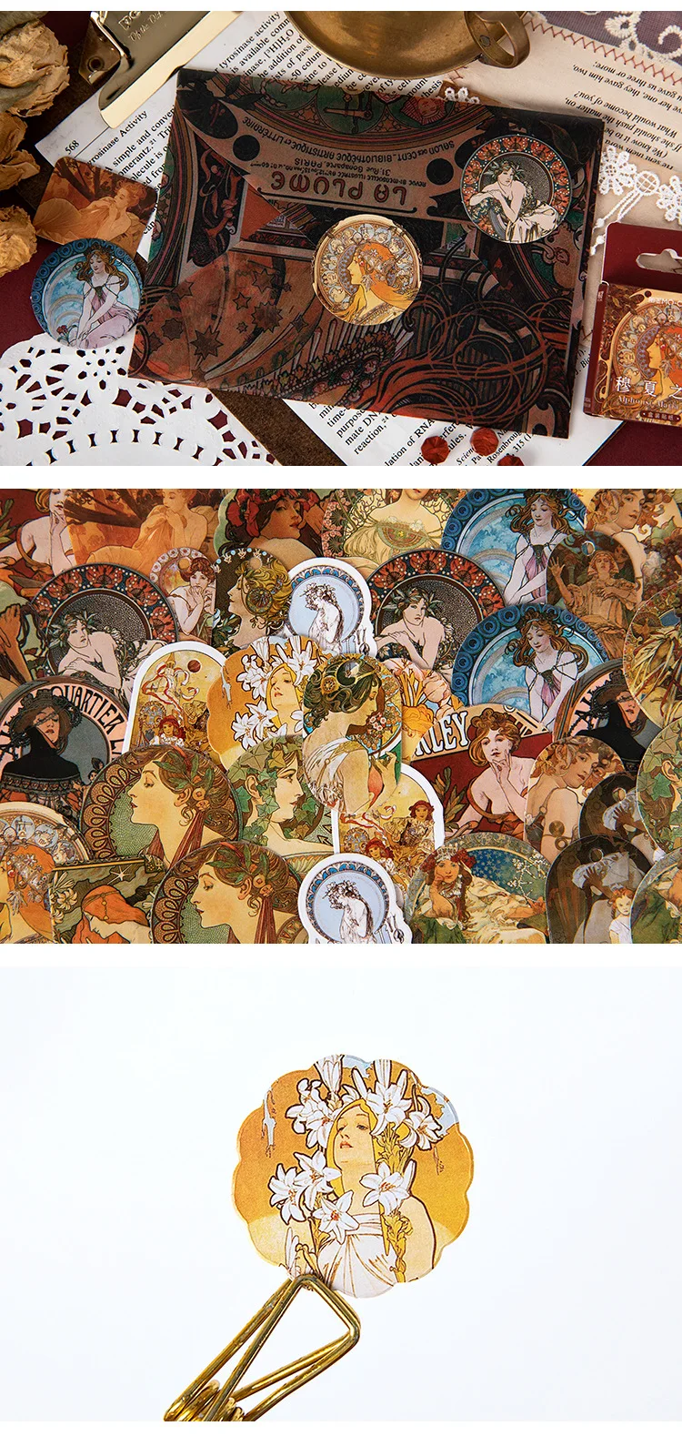 46 шт./лот The Mucha Art крутая винтажная живопись модная Мини бумажная наклейка для творчества клейкая Уплотнительная наклейка s подарок
