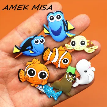 

8pcs/Set PVC Finding Nemo Shoe Charms Cartoon Fish Turtle Seals Shoe Decorations Shoe Accessories fit Croc JIBZ Party Kid's Gift