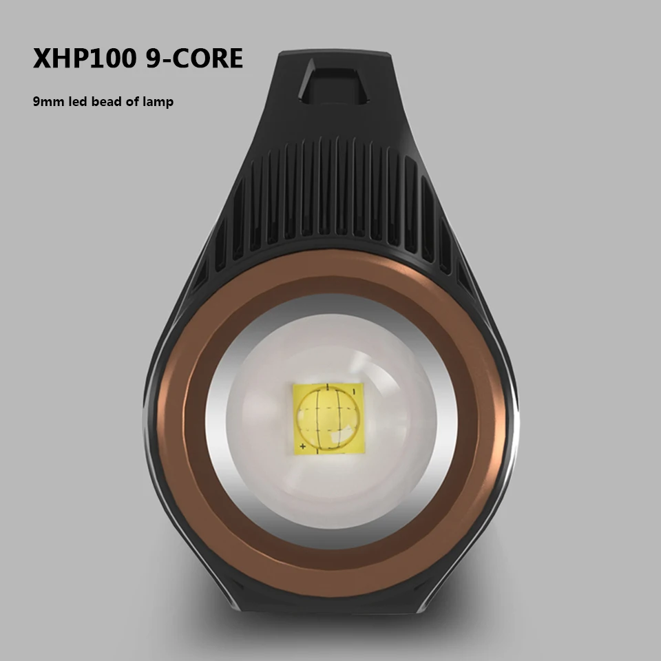 US $52.48 XHP100 9core Super Bright Zoomable Double Head USB Rechargeable Searchlight Handheld Led Flashlight Spotlight Floodling Light