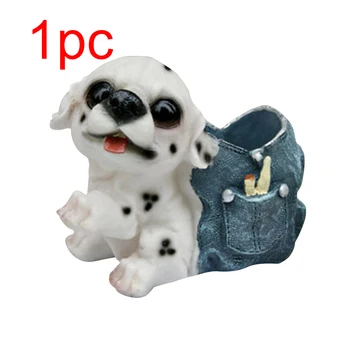 

Desktop Organizer Stationery Pencil Vase Figurine Resin Crafts Kids Toy Happy Puppy Dog Students Gift Free Standing Pen Holder