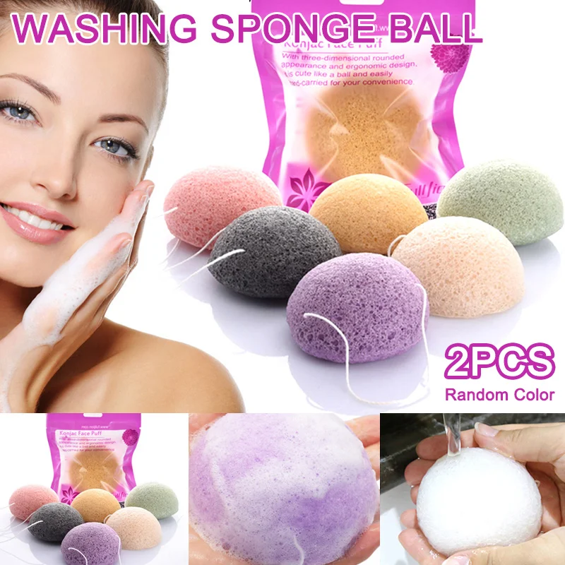 Great buy Price for  Best Hot Sale 2pcs Konjac Makeup Puff Facial Sponge Cleanse Washing Face Makeup Tools Beauty Tools 