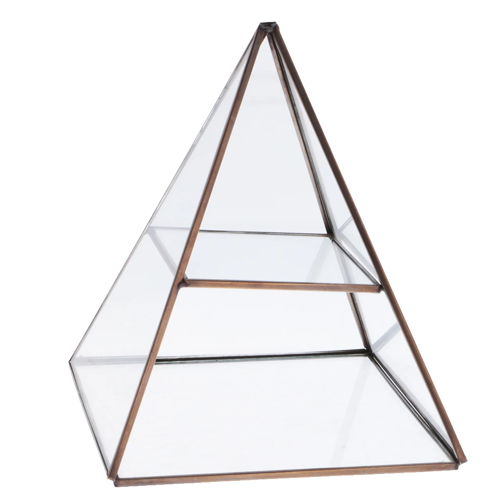 Pyramid Clear Glass Box Jewellery Display Stand Vanity Tray Trinket Storage Case