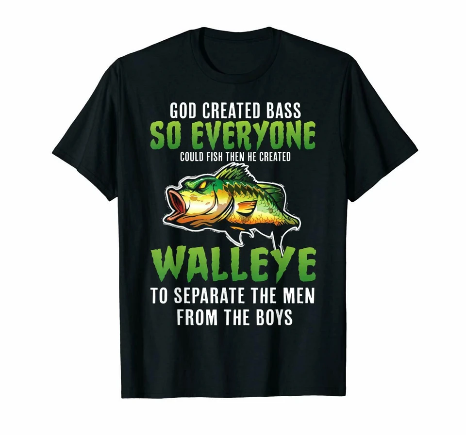 BOD Created Bass So All CAN Fish Funny Walleye черная футболка S-3Xl на заказ |