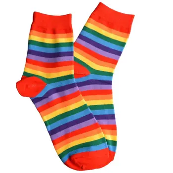 

Rainbow Striped Colorful Short Tube Sock Unisex Fashion Wild Men Women Cosplay Stage Show Socks