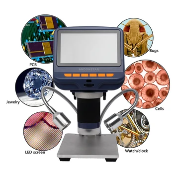

LCD Digital USB Microscope with 1080P 10X-220X Magnification Zoom Adjustable Light Camera Video Recorder for Phone Repair Tool