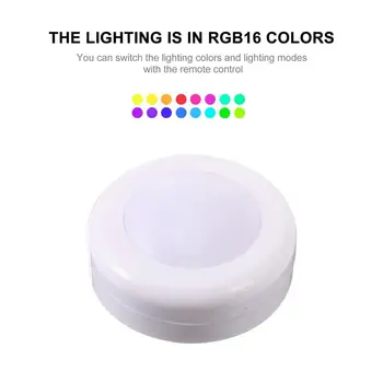 

2pcs Night Lamp Prime 16 Color Remote Control Durable Sturdy Plastic Pat Light Closets Light Night Lamp for Bedroom Cupboard