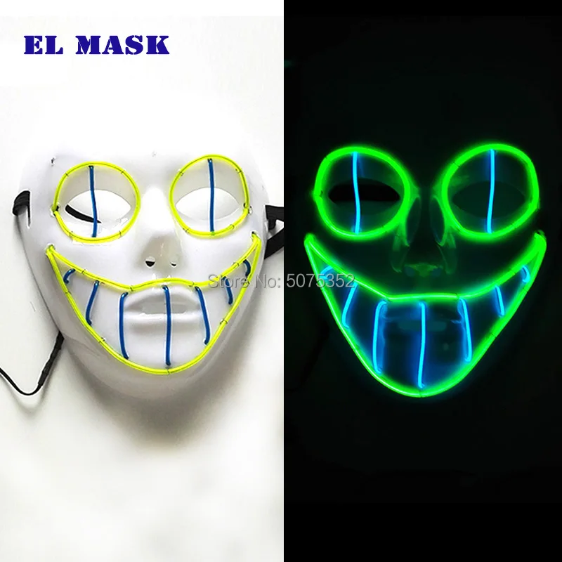 

High-Grade Korku EL Wire Mask Horror Halloween LED Luminous Mask Carnival Light Up Glowing Mask Drop Shipping
