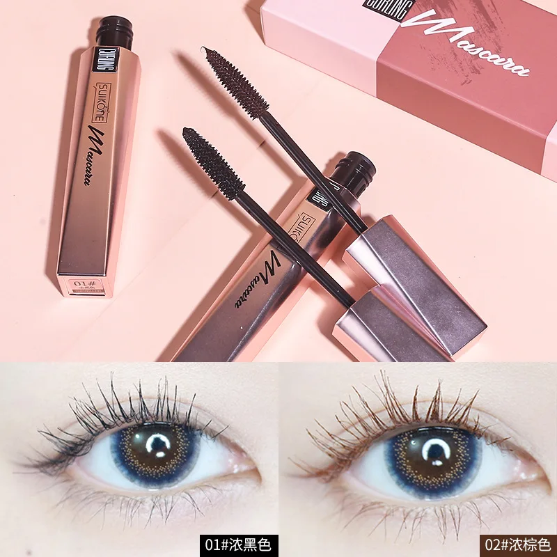 

SUIKONE black mascara waterproof long lasting lengthening curling eyelash extension 4D silk brown mascara AC225