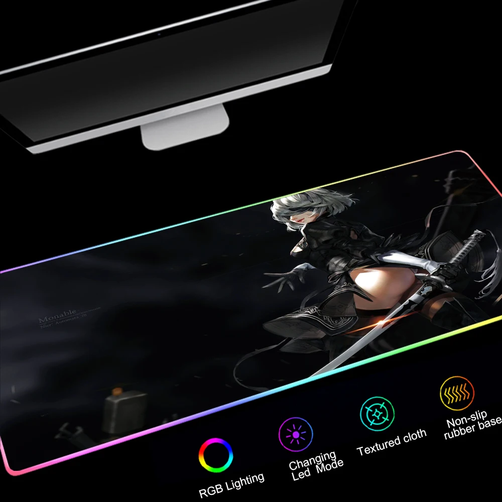 Сексуальные аниме Led 800x300 мм игровая Мышь Pad RGB компьютер геймер на выбор Сделай