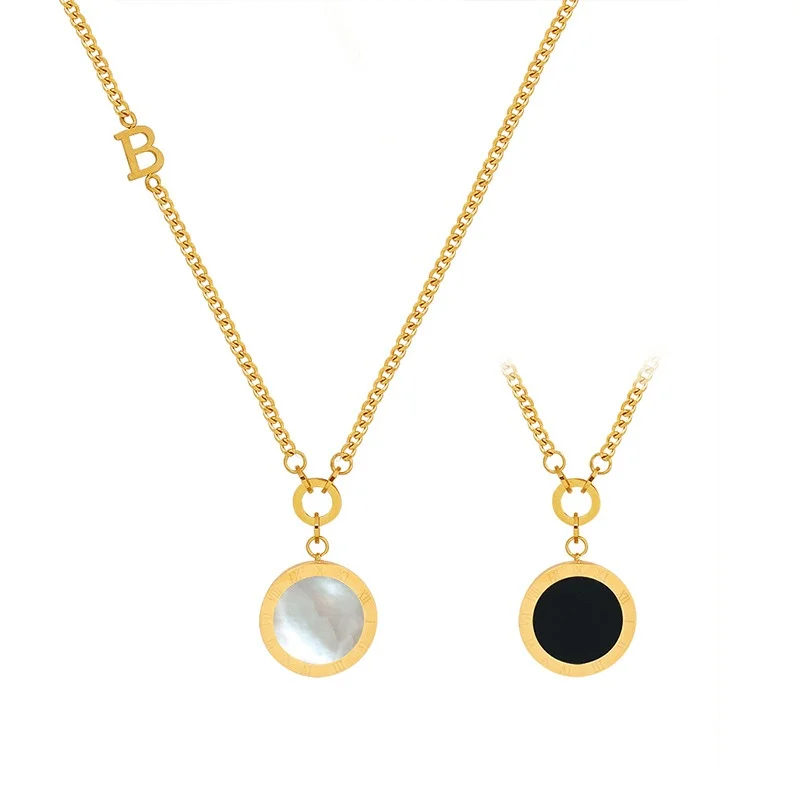Stainless Steel Ins Roman Style Digital Double-sided Pendant Sweater Chain Plated Gold For Women's Accessories Jewelry Christmas |