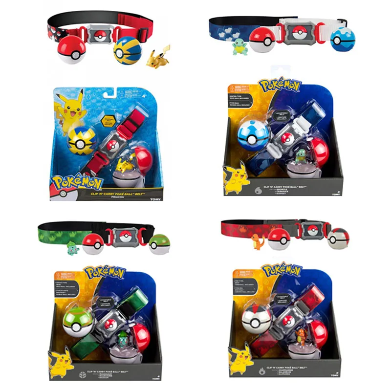 

TAKARA TOMY Original Pokemon Elf Ball Belt Pikachu Pokeball Pocket Monster Variant Model Set Cosplay Model Kids Toy Gifts
