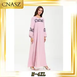 Veteent Femme 2019 г. Большой размер женское осеннее арабское мусульманское розовое легкое крутое праздничное платье с длинными рукавами