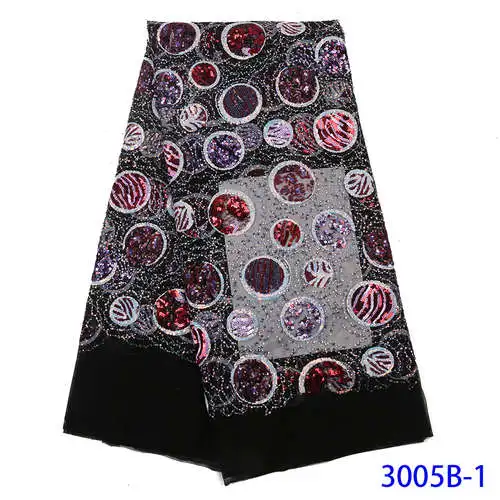 Picture-1 Bridal Lace Fabric For Aso Ebi Women With Sequin Lace African Lace Fabric High Quality Lace Trimmings For Sewing GD3005B-4 - Цвет: Picture-1