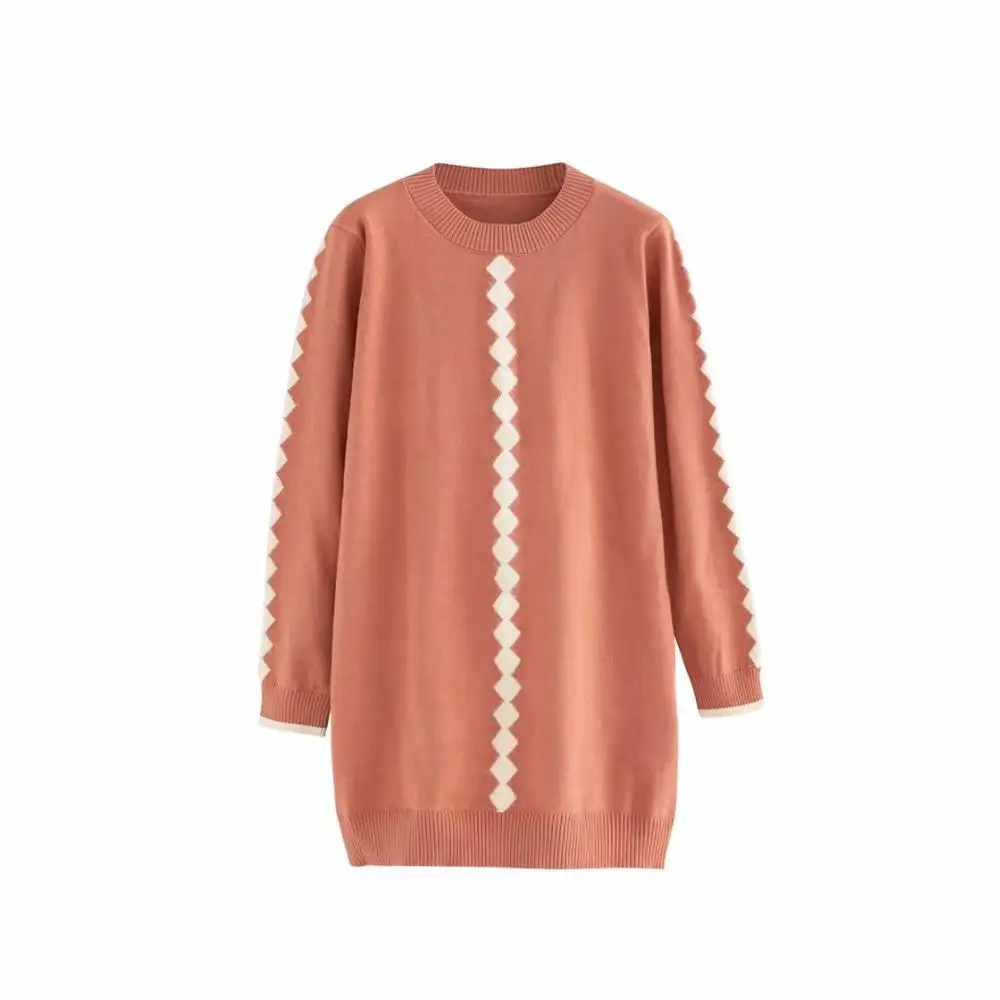 

Plus size O-neck women loose sweater 2020 NEW autumn winter casual ladies Coral and black pullovers knitted tops female oversize