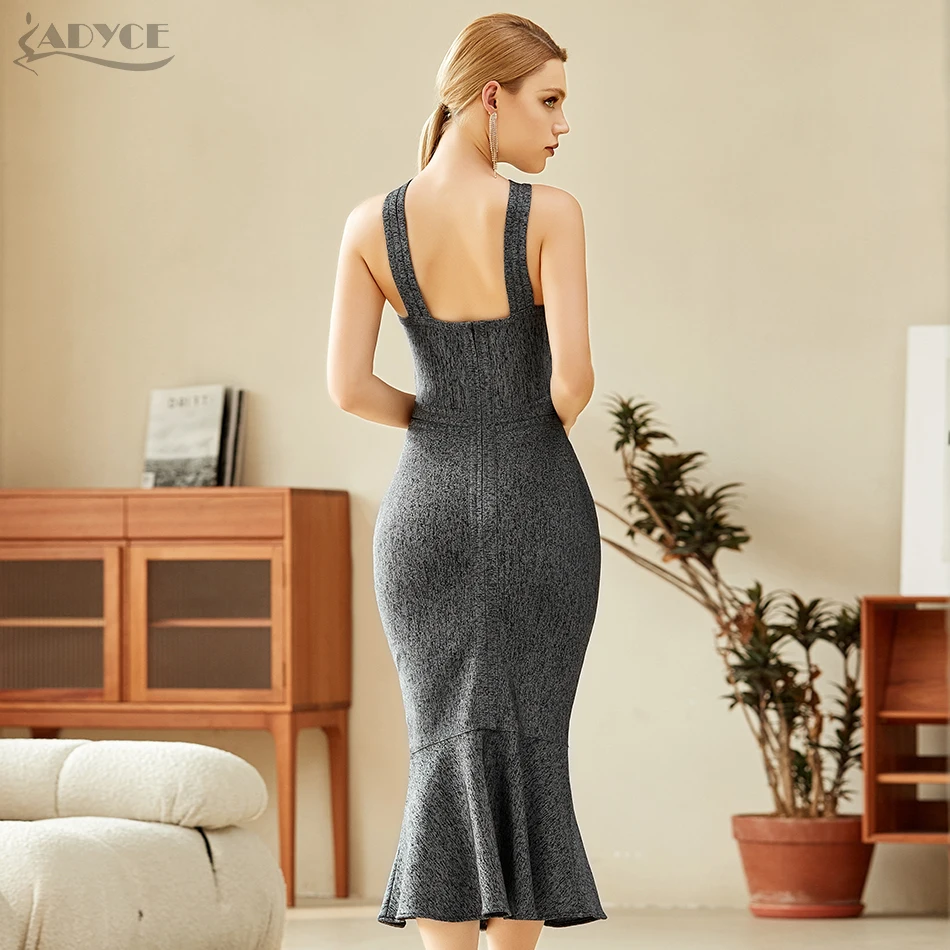 Adyce 2020 New Summer Women Gray Halter Bodycon