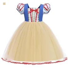 Платье принцессы Белоснежки для девочек вечерние платья для девочек на свадьбу, день рождения платья с героями мультфильмов для детей 2, 4, 6, 8, 10 лет