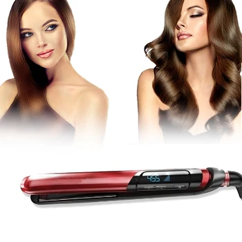 

2-in-1 Ceramic Hair Curler Professional Hair Straightener LCD Display Auto Power-off Flat Iron Straightening Iron Hairstyler