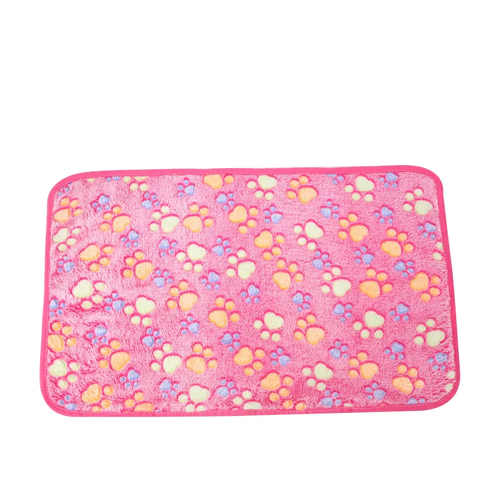 Pink Pet Supplies Dog Cat Sleeping Bed Cushion Blanket Pad Coral Velvet Paw Pattern Kennel Mat Cute - Цвет: Pink