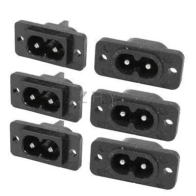 

Black 2 Pins IEC320 C8 Screw Mount Inlet Plug Socket AC 250V 2.5A 6 Pcs