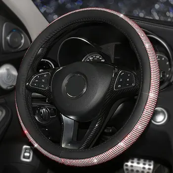 

Inlaid Diamond Car Steering Wheel Cover Rhinestone Cover Steering Wheels Cap Universal Car Accessories Decorating