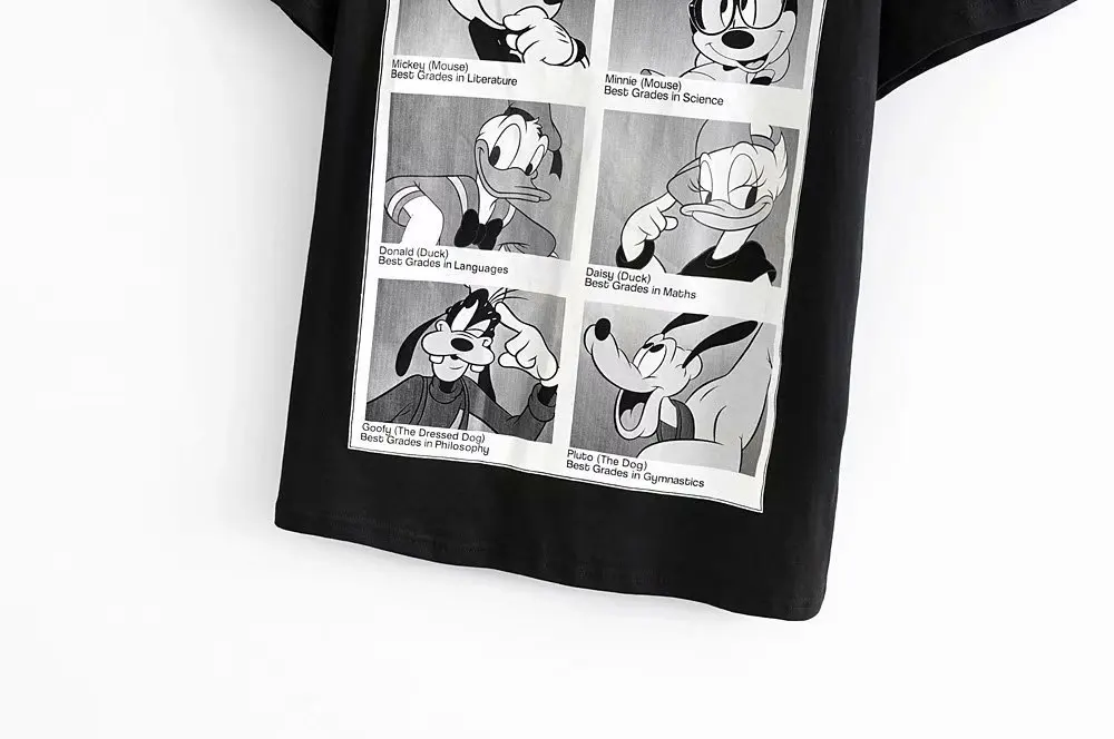 Стильная Милая футболка с принтом Микки и Минни Маус Дональда Дейзи Дака, собаки из мультфильма, пуловер с круглым вырезом, женские футболки с коротким рукавом
