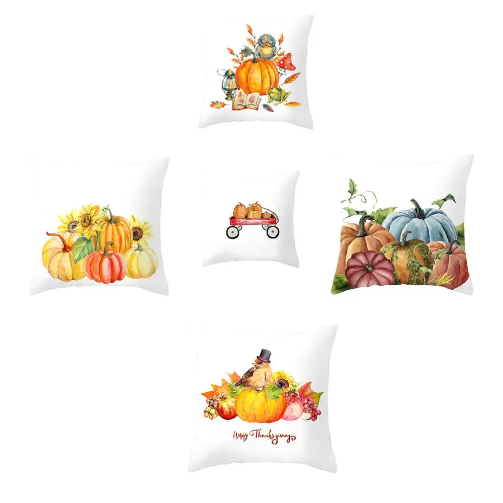 

Autumn Golden Yellow Pumpkin Trolley Happy Thanksgiving Decor Party Pillow Case car home coffee sofa cushion cover