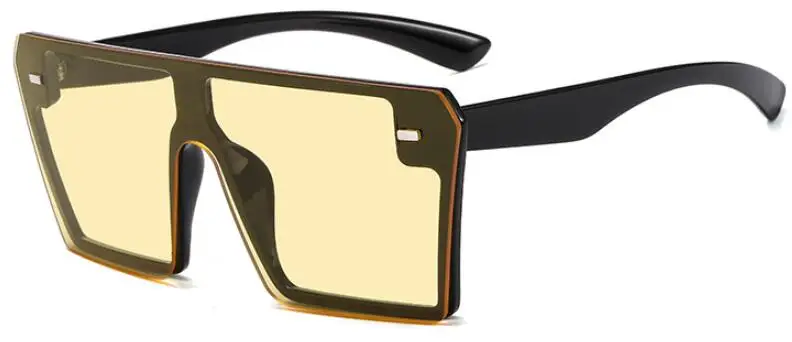 Модные большие квадратные женские солнцезащитные очки с плоским верхом, черные градиентные негабаритные очки, трендовые мужские и женские солнцезащитные очки UV400 - Цвет линз: clear yellow