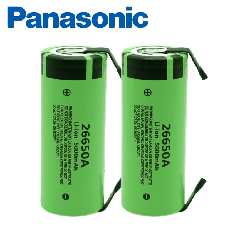 

Panasonic High Capacity 5000mAh 3.7V Rechargeable 26650 Lithium Battery for Flashlights/Solar/UPS/Electronic Tools + diy nickel