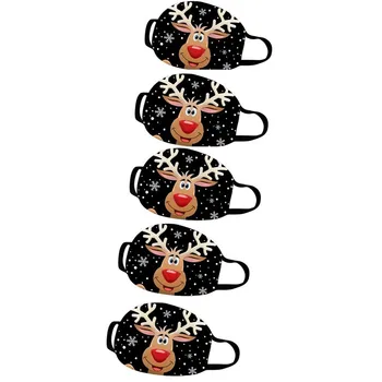 

5pcs Christmas Elk Mask Mascarilla Mascarar Mascarillas Adult Washable Breathable Masks Masque En Tissu Mondkapjes Mascaras