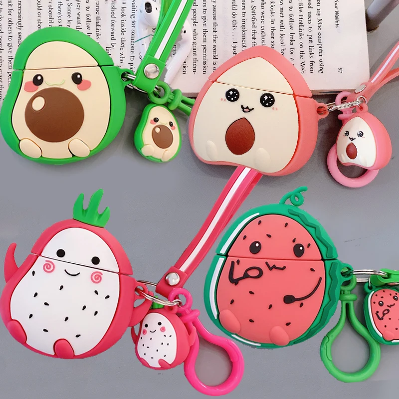 Чехол для AirPods Pro с 3d изображением дракона фрукта арбуза персика авокадо чехол