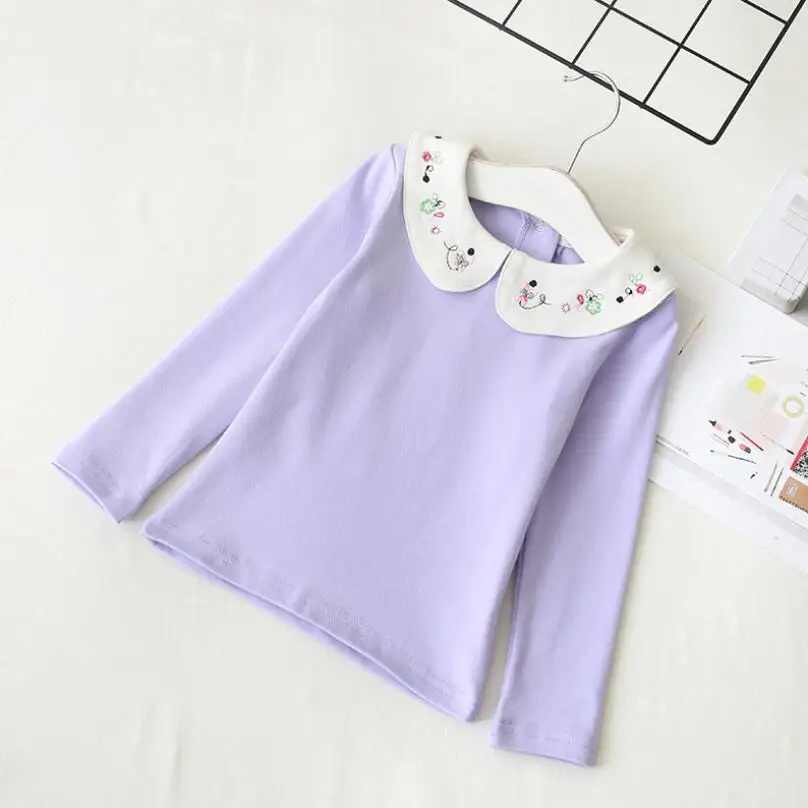 Autumn Girl White Blouse Cotton T-Shirt Kids Shirts Baby Toddler Long Sleeve Shirt Girls T Shirt Tops Tee Children JW4967