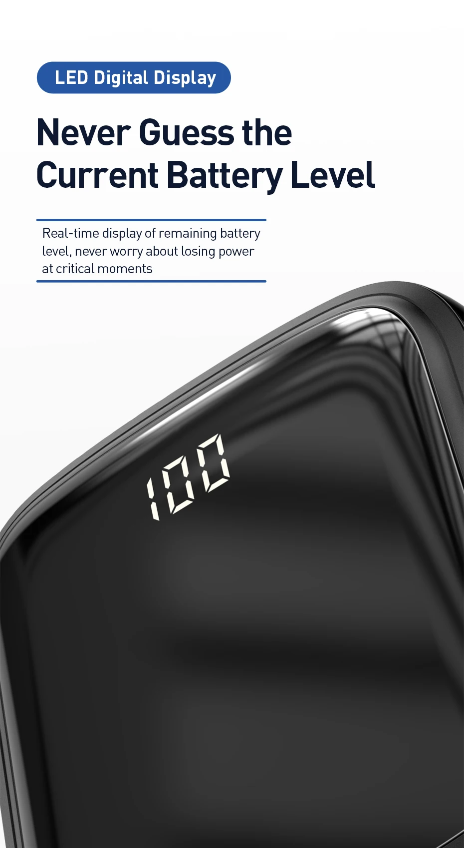 Baseus Mini 10000 мАч Внешний аккумулятор с кабелем внешний мобильный аккумулятор портативный внешний аккумулятор для iPhone 11 samsung S9 светодиодный дисплей