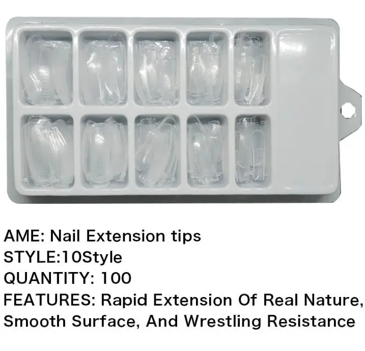 

ZK30 100 Pcs Nail Tips Quick Extension Glue Fake Nails Set Press On Mold Tips Nail Finger Extension For Nail Art Beginner