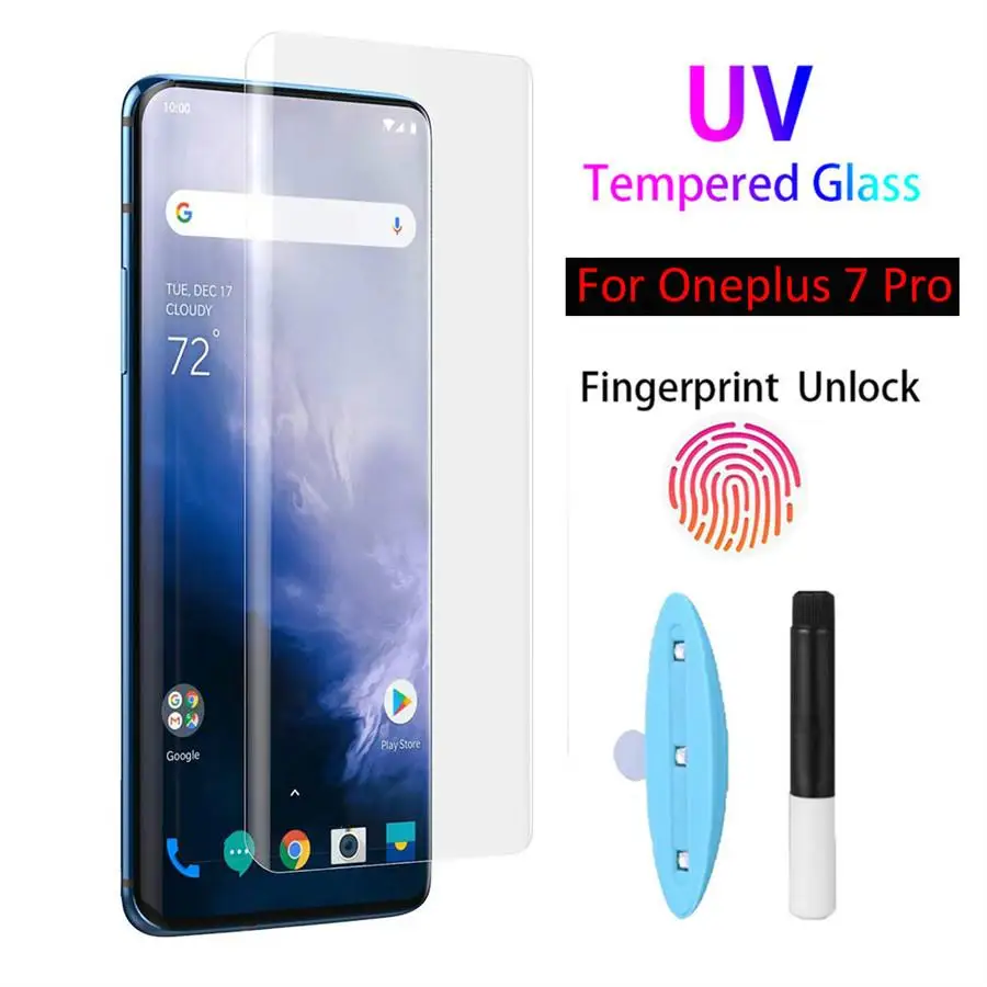 

UV Liquid Full Cover Tempered Glass For OnePlus 7 Pro Screen Protector Glass on One Plus 7 Pro Glass Front Film For Oneplus 7Pro