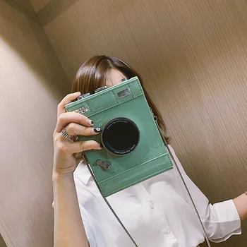 

2019 New Personality Chain Small Square Bag Women Retro Camera Shape Casual Mobile Phone Clip Crossbody Bags For Women