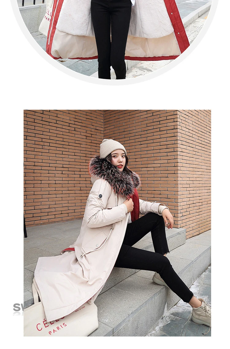 10 градусов зимняя одежда X-long parkas зимняя куртка женская меховая одежда с капюшоном Женская подкладка из искусственного меха плотное зимнее пальто для женщин