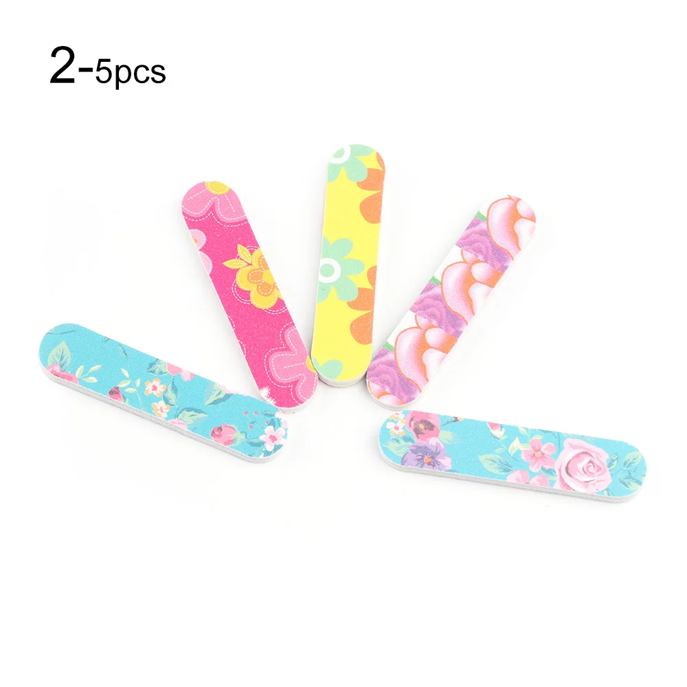 2-5pcs 5/10 шт. прочный двухсторонний Пилочки для ногтей Прочный цветок узор брусок для шлифовки для ухода за ногтями Маникюрный инструменты случайных цветов - Цвет: 2-5pcs