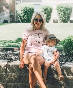 

1PC Mama and Mini Shirt Mother Daughter T-Shirts Fashion Mom Daughter Clothes Funny Family Look Short Sleeve Tee Shirt