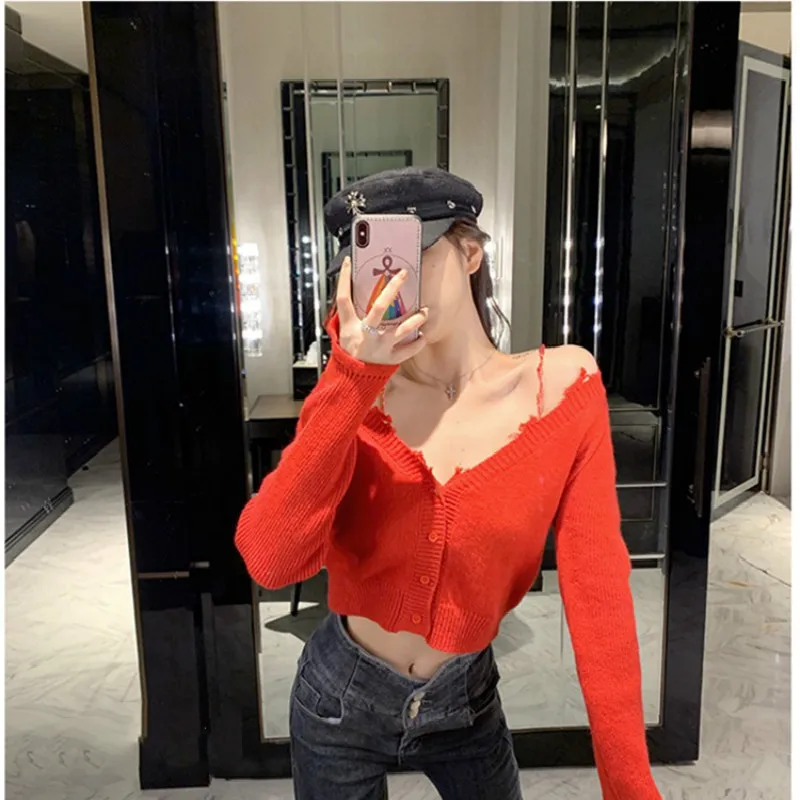 

Women's Sweater Cropped Cardigan Winter Sweaters Women Solid Knitted Cardigan Long Sleeve Knit Top for Women 2020 Short Clothing