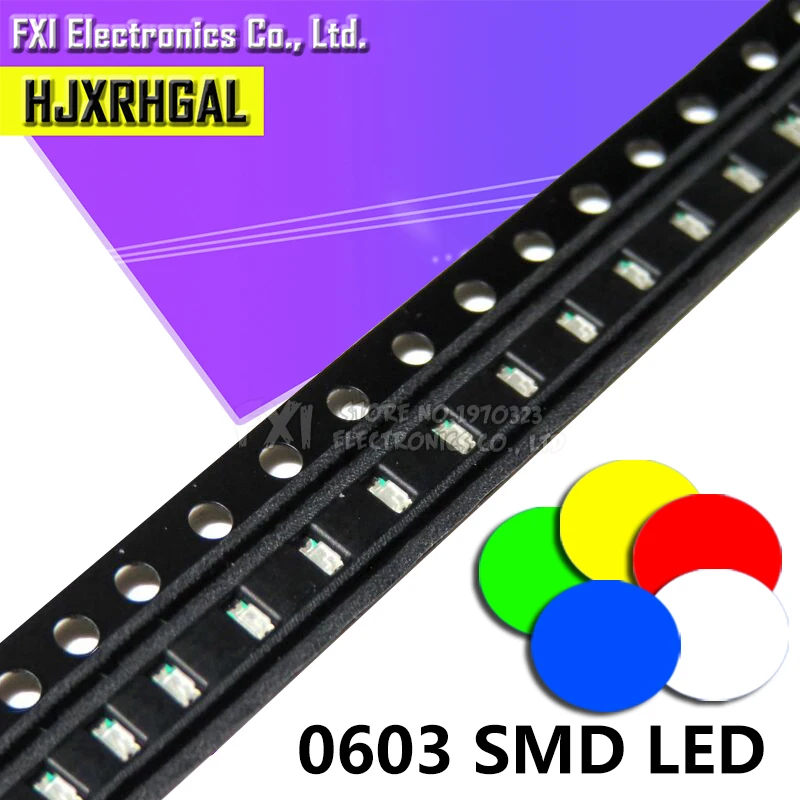 100 шт. 0603 SMD светодиодный светильник желтый красный зеленый синий белый горячая
