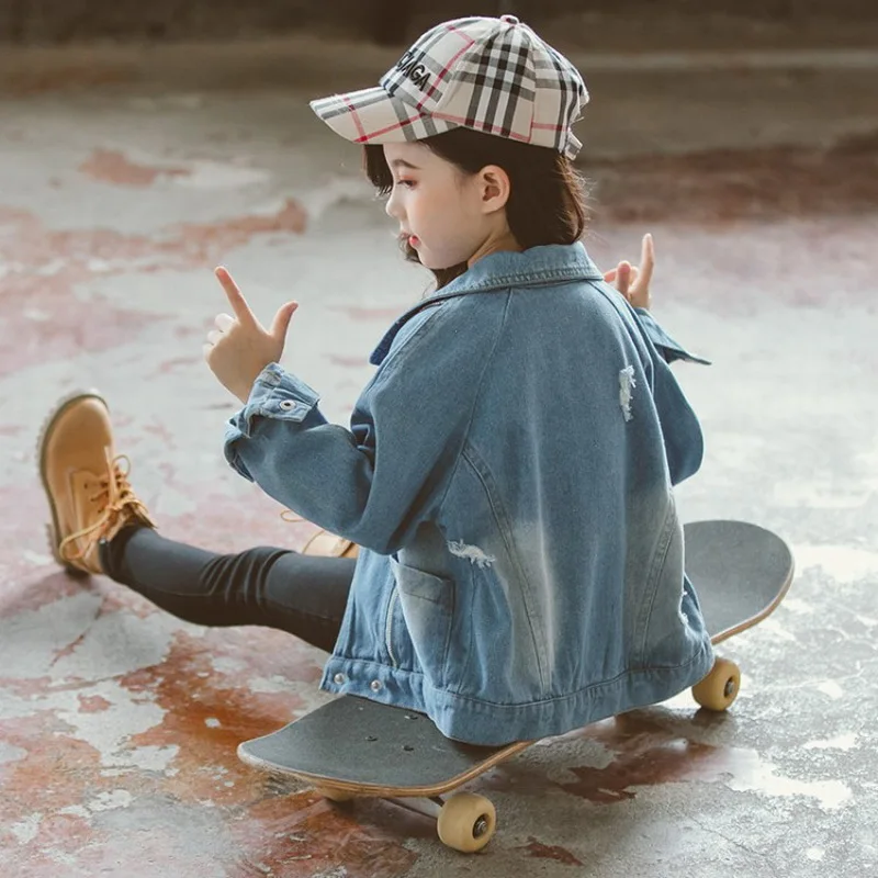 Zip Lapels Denim Jacket For Baby Girls_05