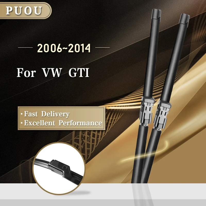 PUOU Wiper Blades for Volkswagen VW GTI Fit Push Button Arms Only