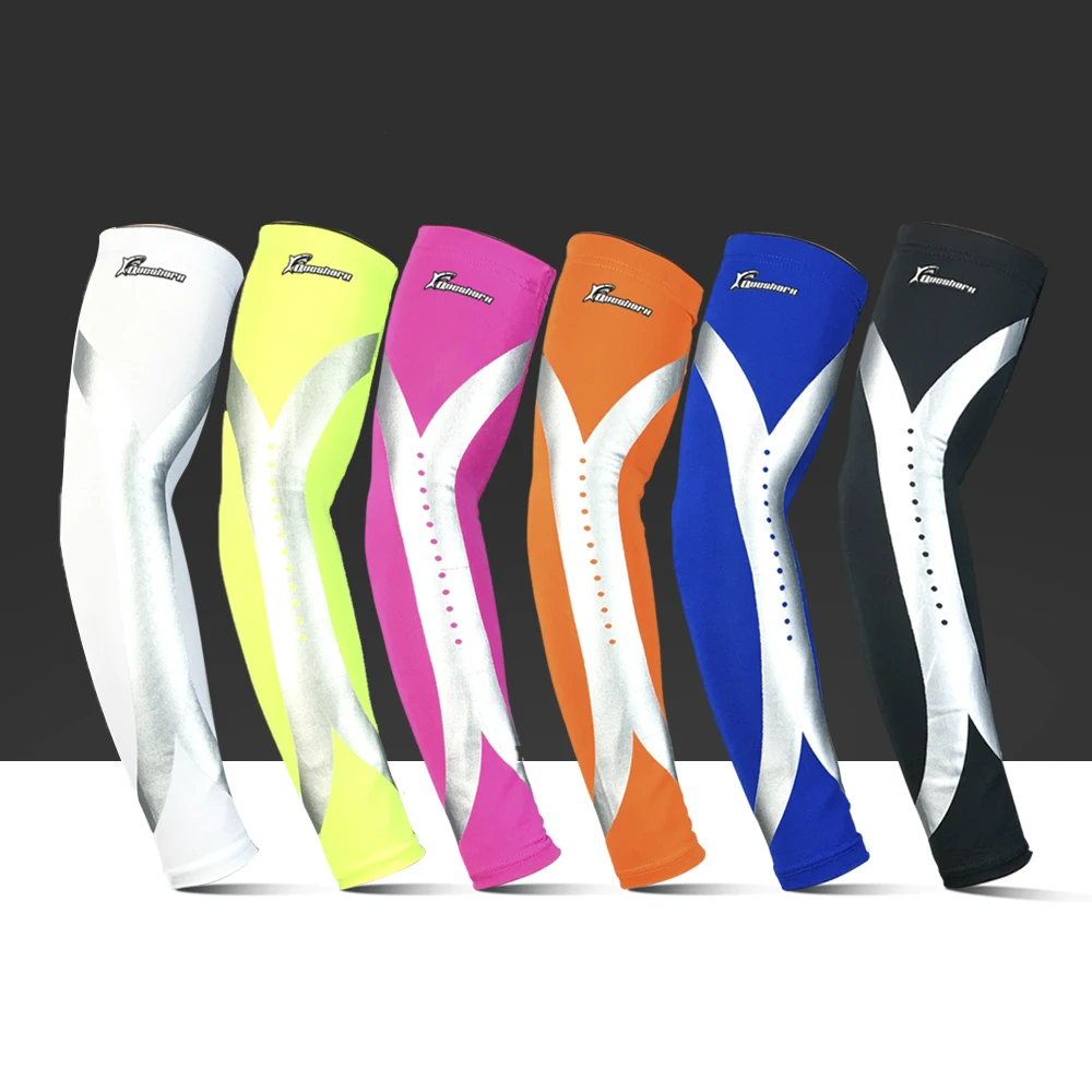 Reflective Cycling Arm Warmers Uv Protection Fishing Climbing Running Sleeves Sunscreen Basketball Volleyball Elbow Pad | Спорт и