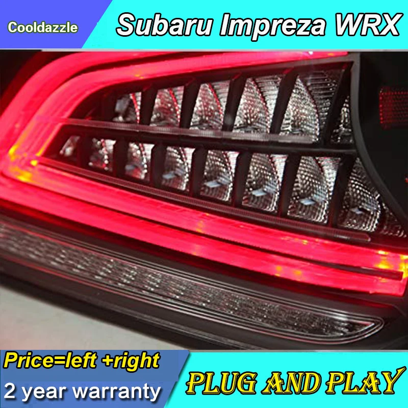 2 Pieces For SUBARU Impreza WRX Taillight Year LED Tail Lamp Rear Back Light Dark Red Housing Clear Len
