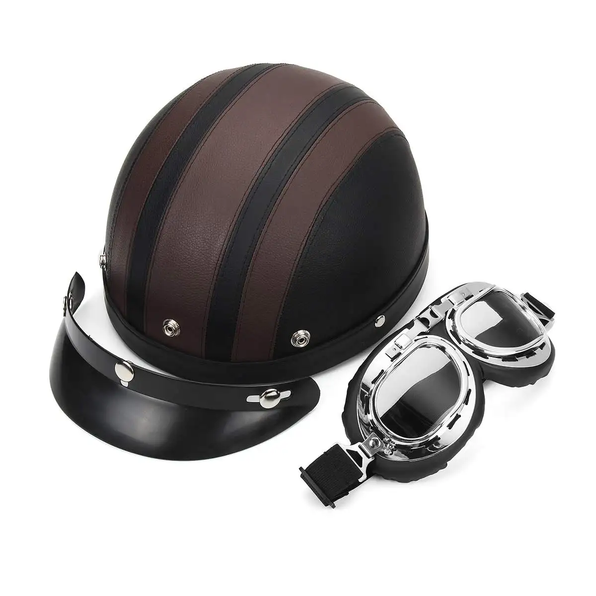 Motorcycle Helmets Electric Bicycle Helmet Open Face Dual Lens Visors Wind Goggles Men Women Scooter Motorbike Moto Bike Helmet